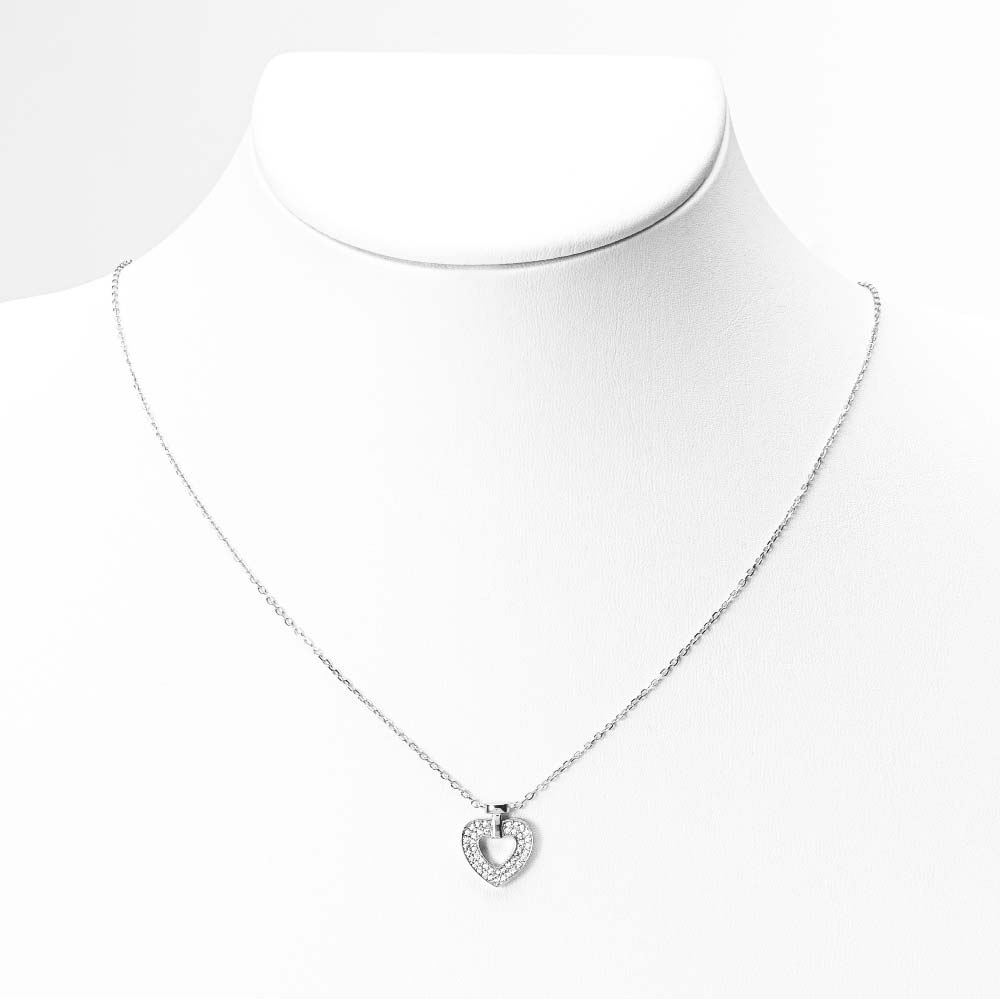 ■ENGBROX■ silver925 buddy heart pearl necklace EBNL25009 Silver heart light grey pearls – mari b