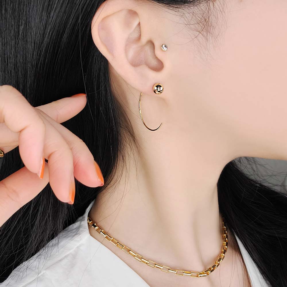 925 Silver 6mm Ball Hoop Ring Earring