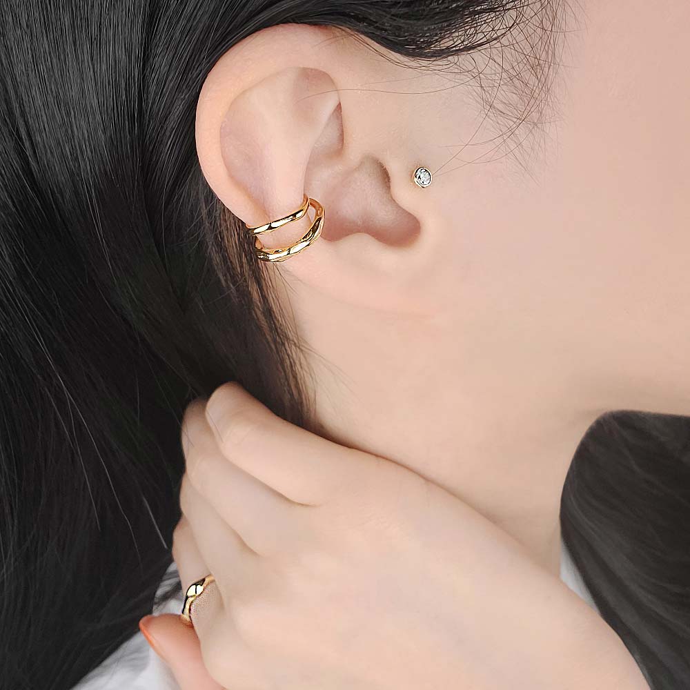 Ear cuff earring for men, tiered ear cuff, sterling silver ear cartilage  cuff