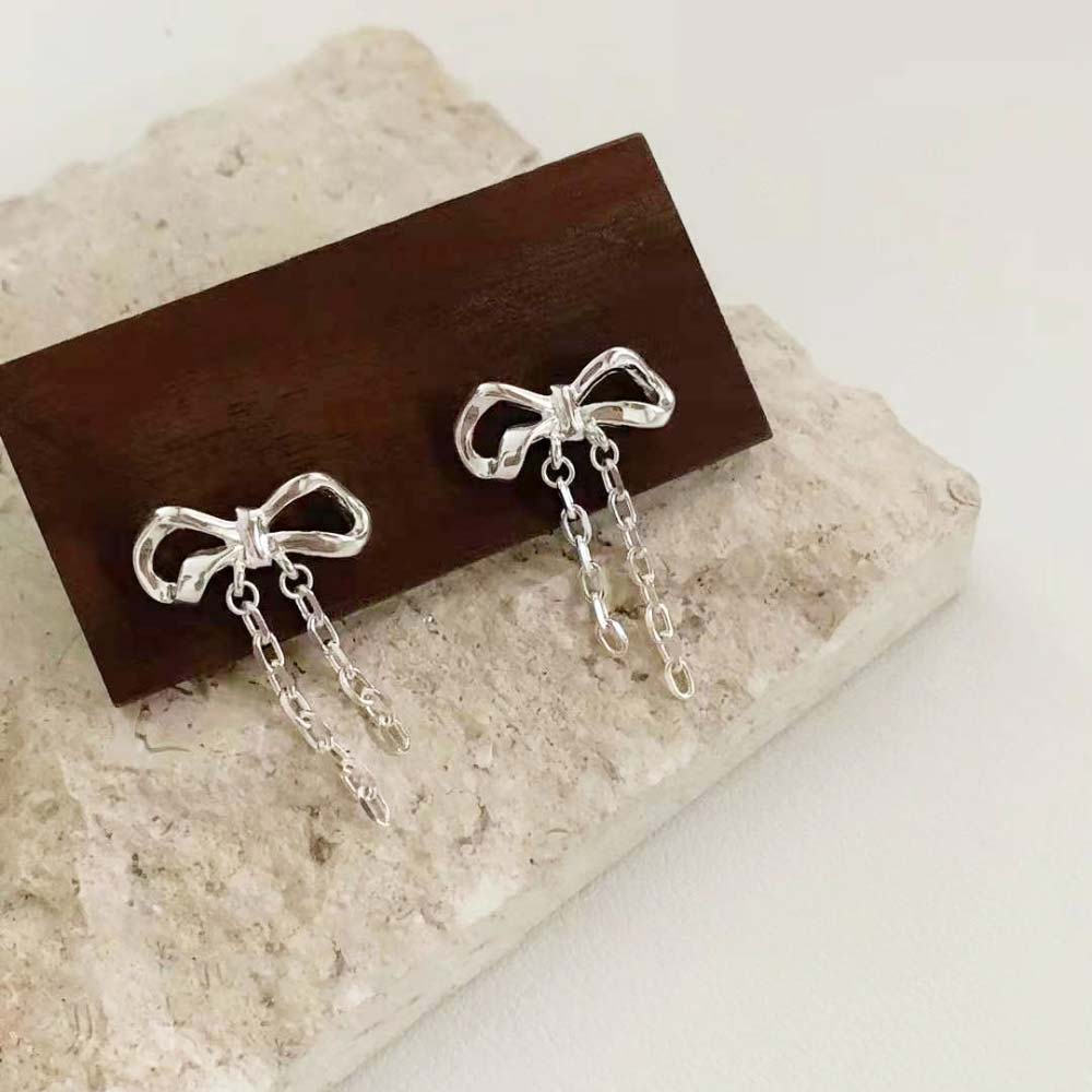925 Silver Bold Chain Ribbon Earring
