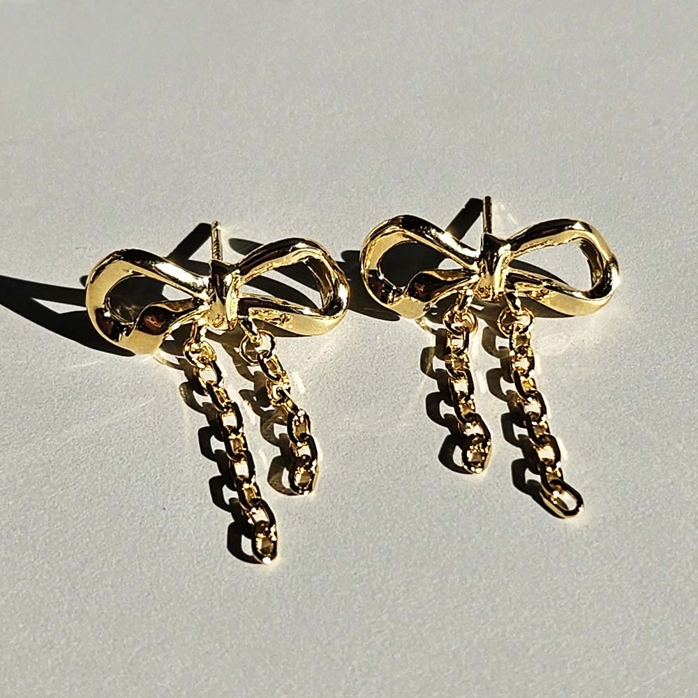 925 Silver Bold Chain Ribbon Earring