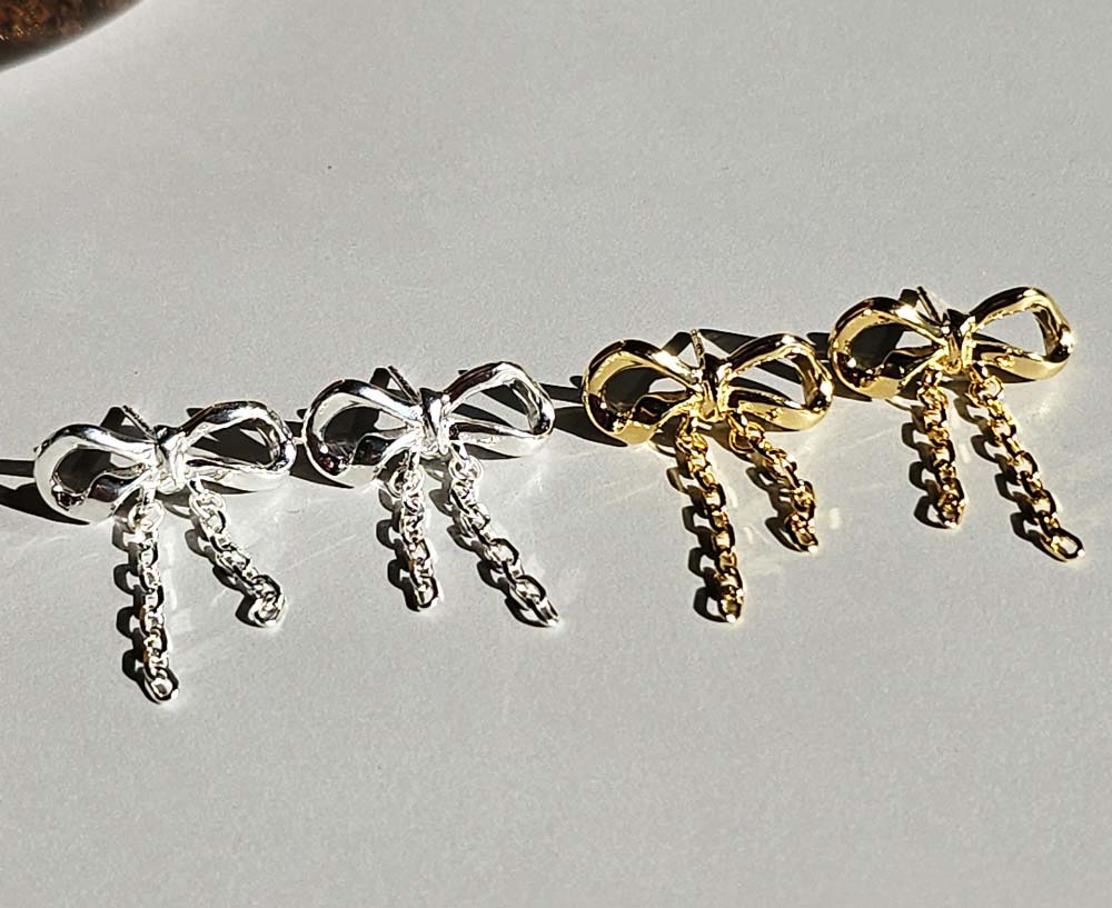 925 Silver Bold Chain Ribbon Earring