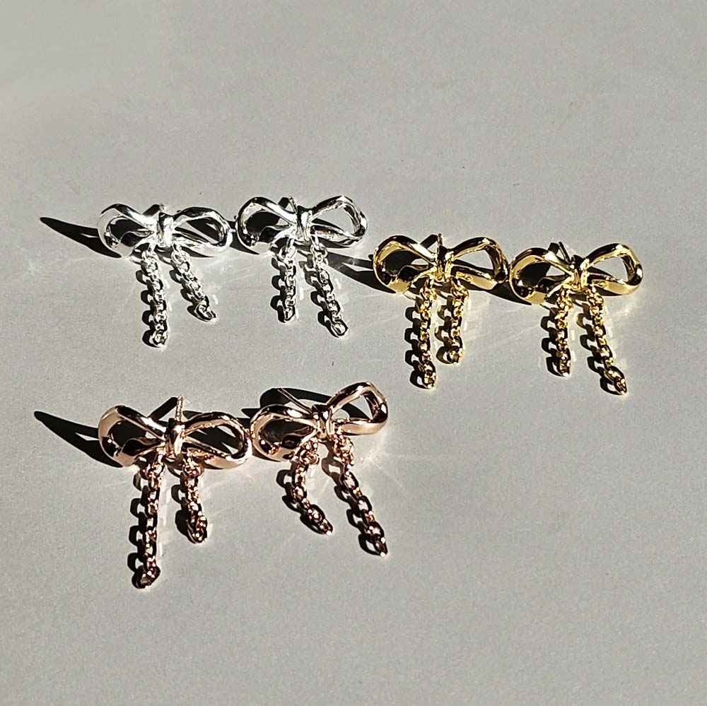 925 Silver Bold Chain Ribbon Earring