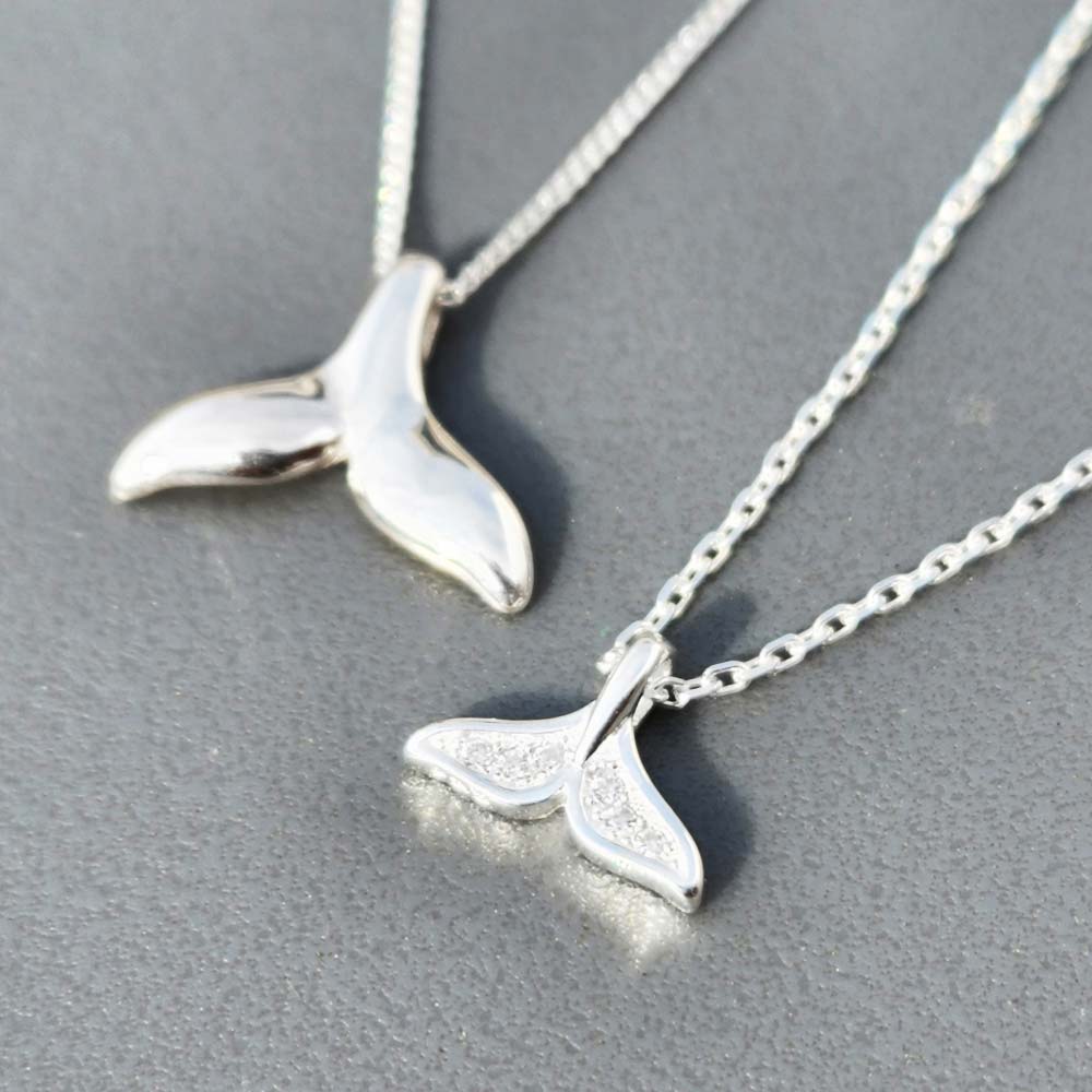 925 Silver Cubic Whale Tail Necklace