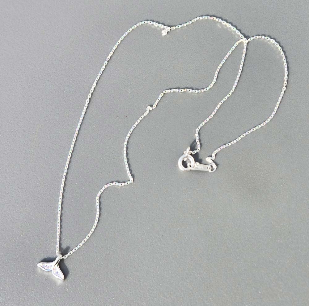 925 Silver Cubic Whale Tail Necklace