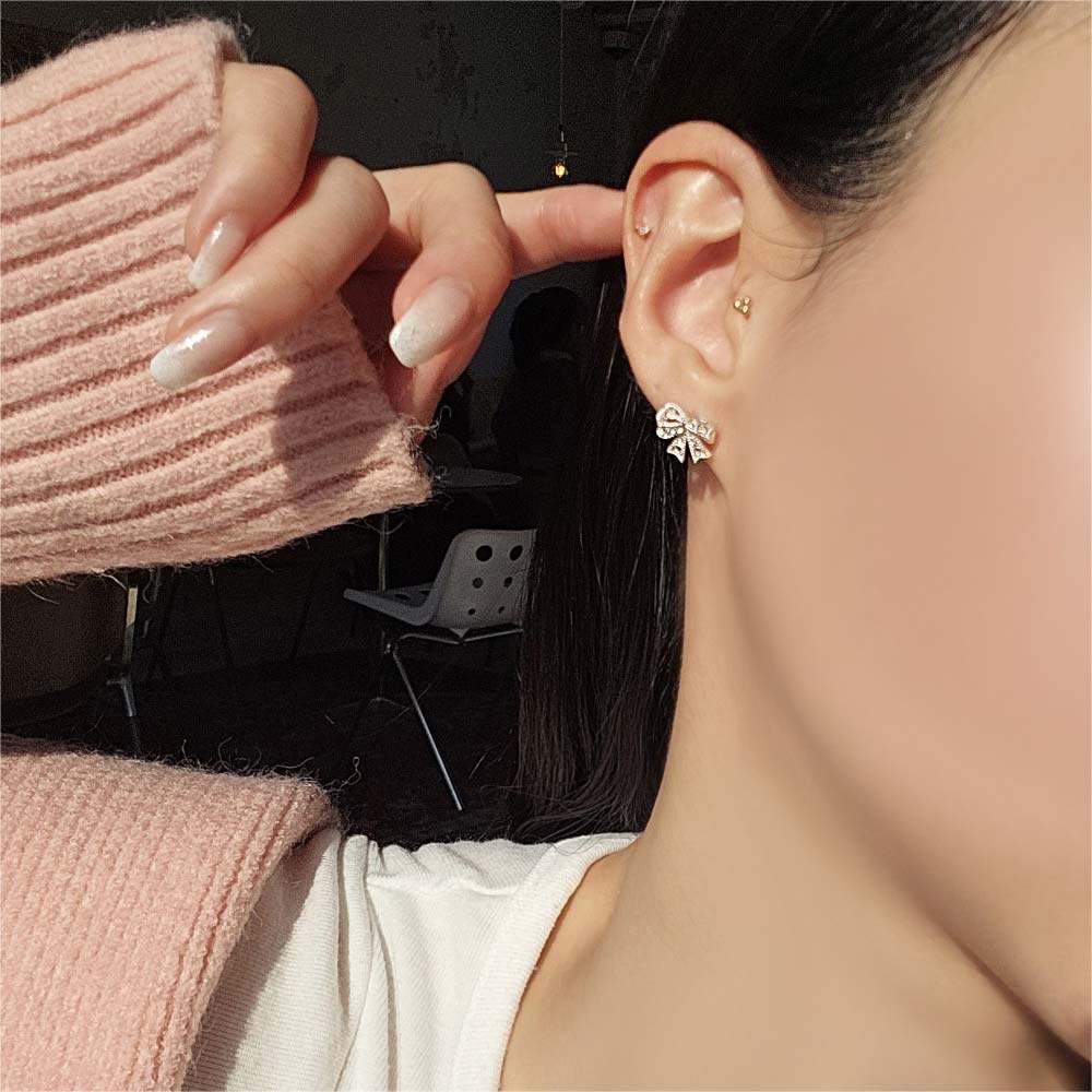 925 Silver Heart Lace Ribbon Earring
