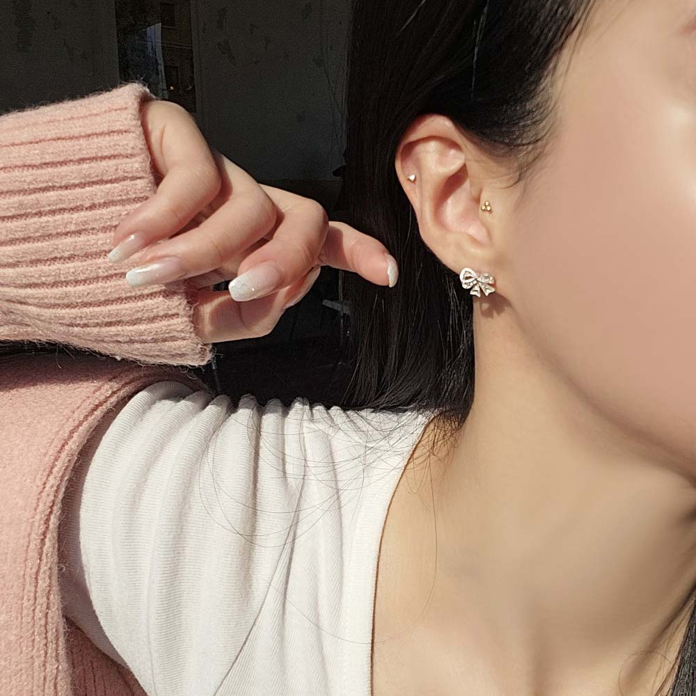 925 Silver Heart Lace Ribbon Earring