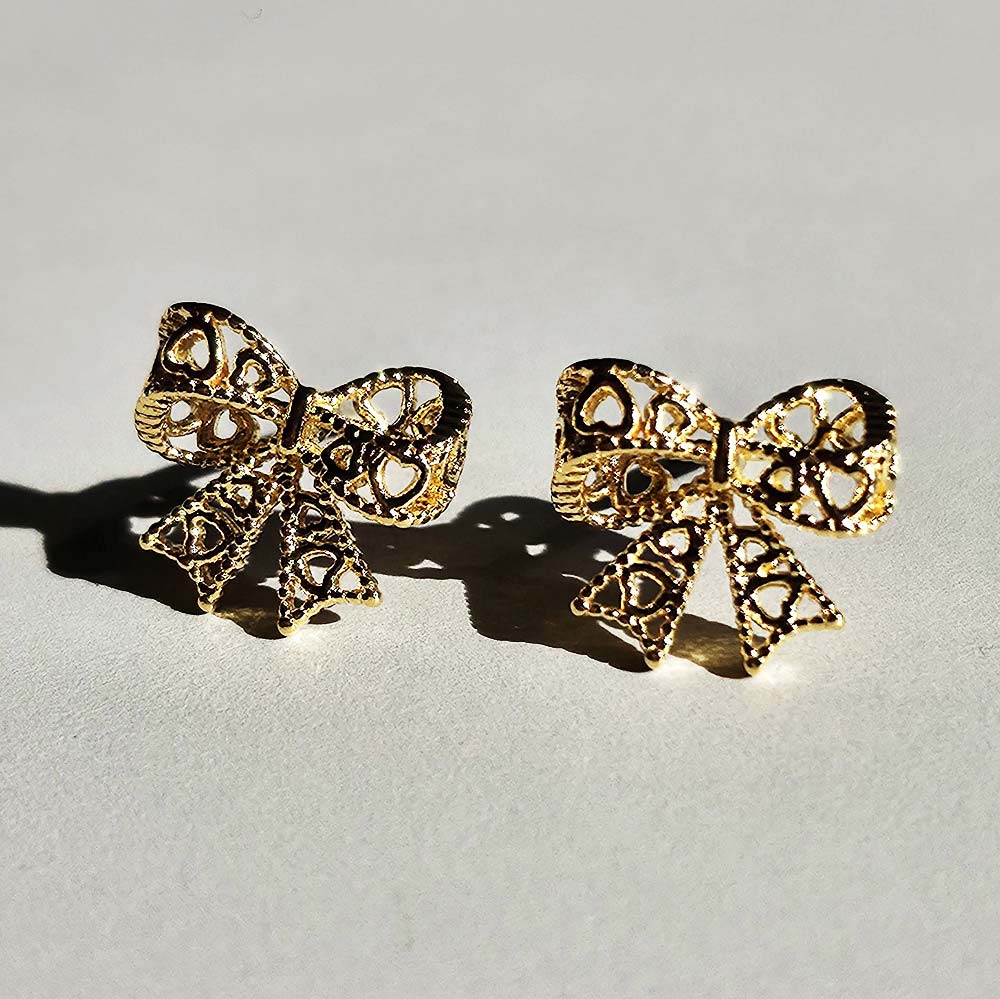 925 Silver Heart Lace Ribbon Earring