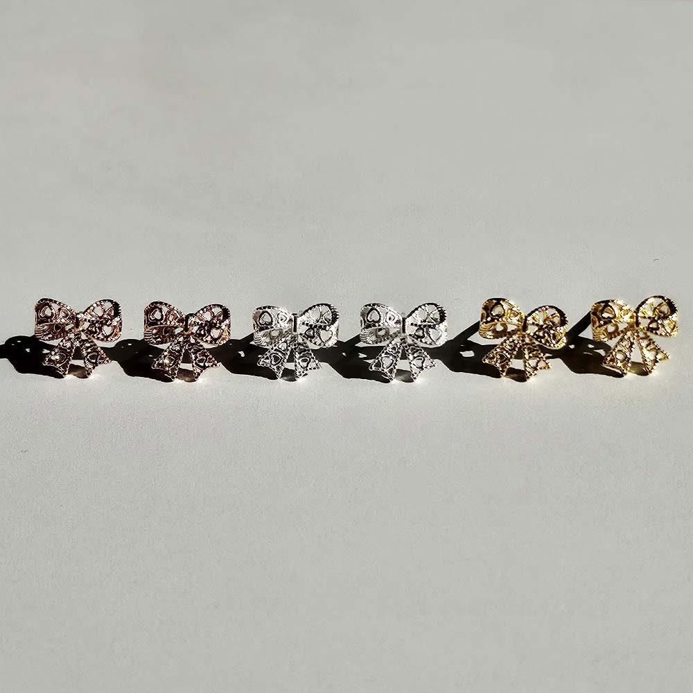 925 Silver Heart Lace Ribbon Earring