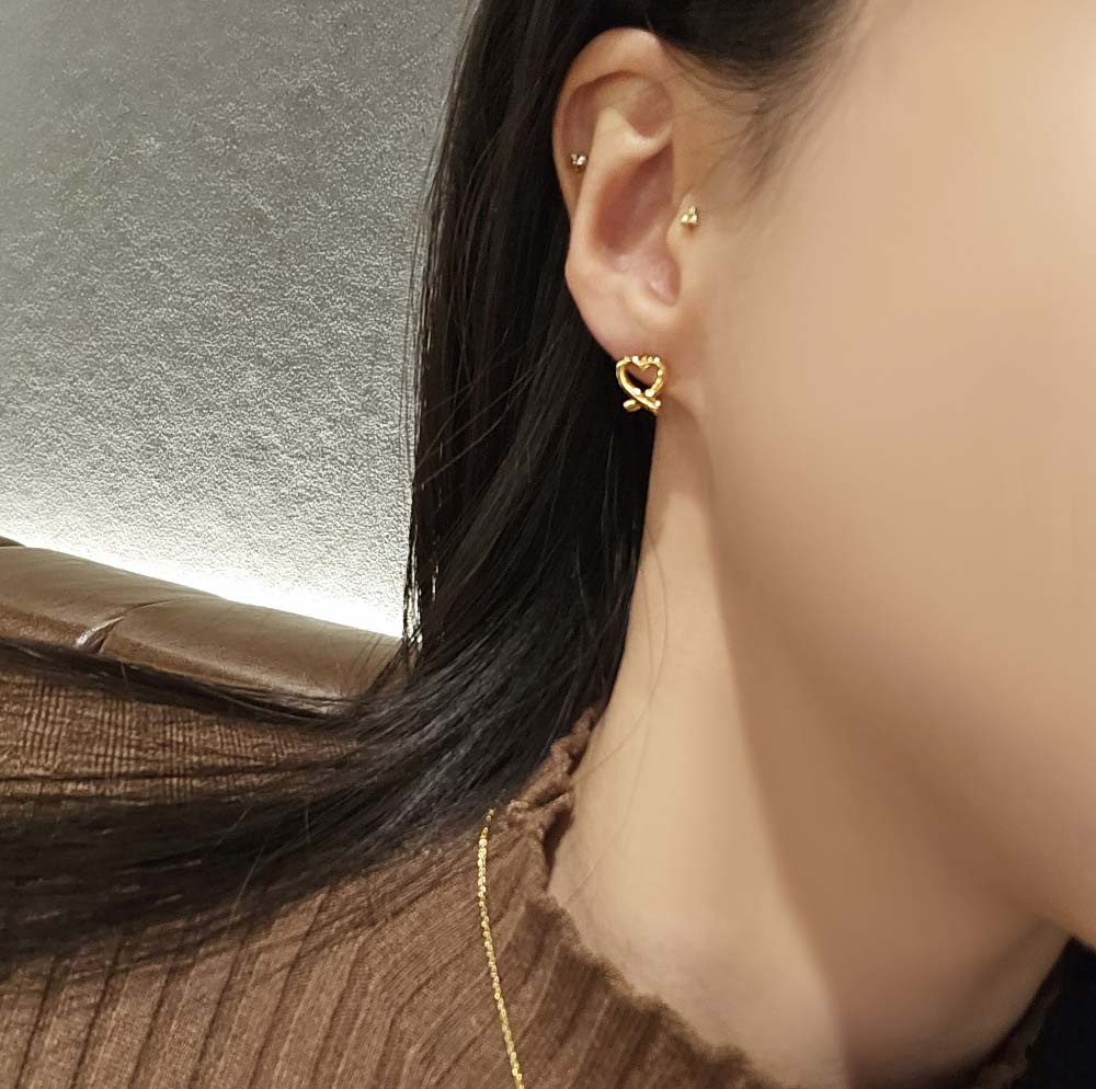 925 Silver Lovely Heart One touch Earring