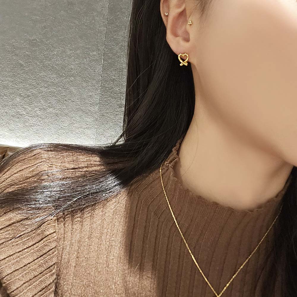 925 Silver Lovely Heart One touch Earring
