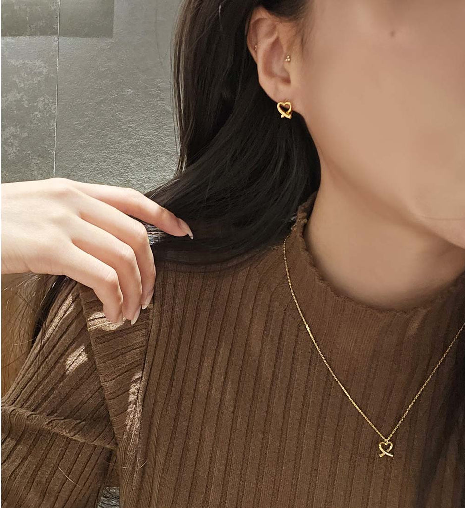 925 Silver Lovely Heart One touch Earring