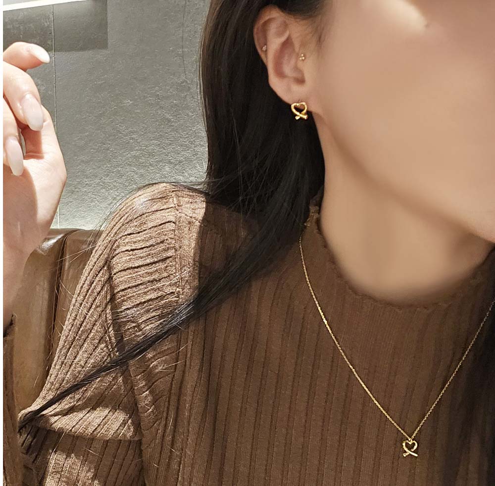 925 Silver Lovely Heart One touch Earring