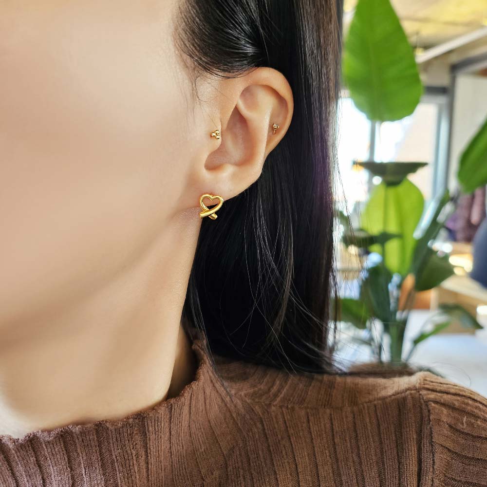 925 Silver Lovely Heart One touch Earring