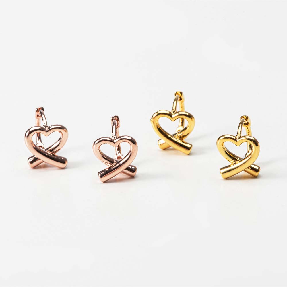 925 Silver Lovely Heart One touch Earring