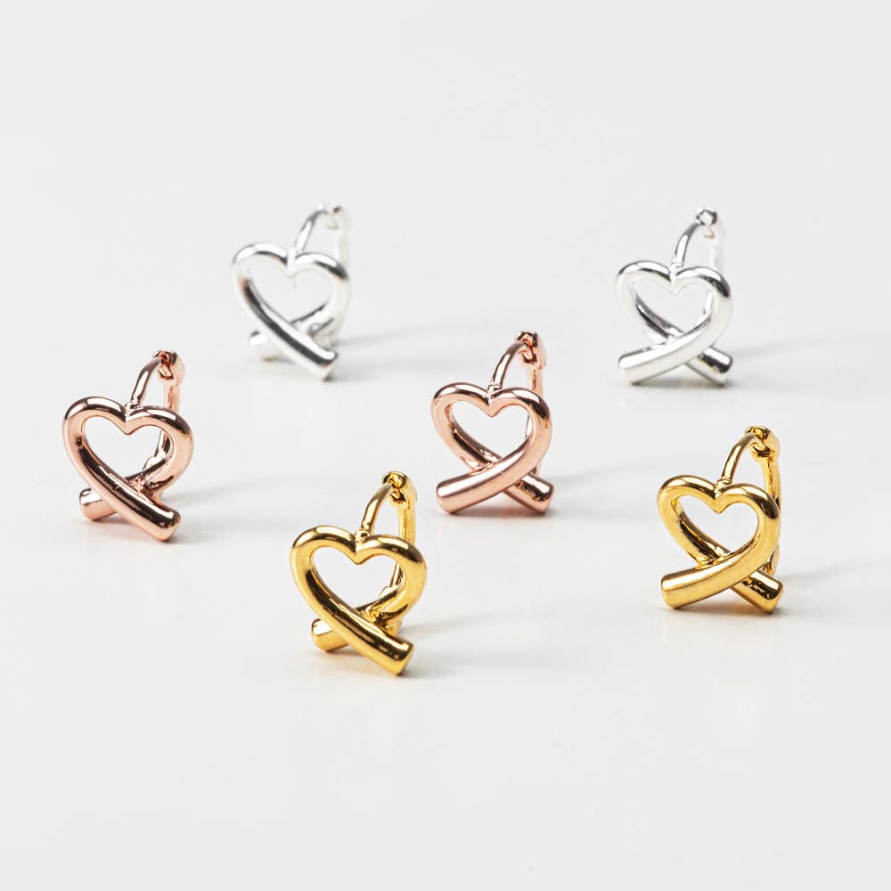 925 Silver Lovely Heart One touch Earring