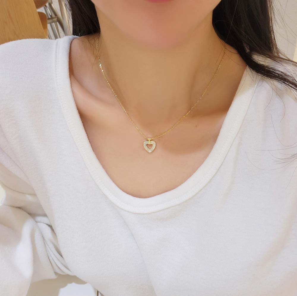 925 silver heart cubic necklace (celebrity style) Jang Wonyoung