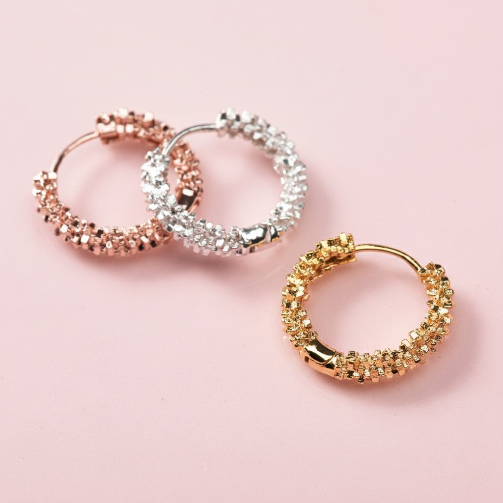 925 Silver Cut Pearl Spangle One Touch Earring (celebrity style) jennie