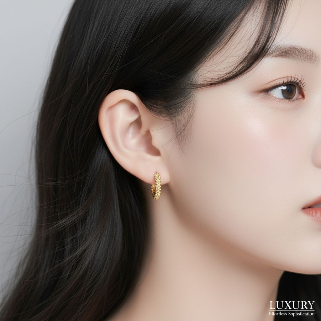 925 Silver Cut Pearl Spangle One Touch Earring (celebrity style) jennie
