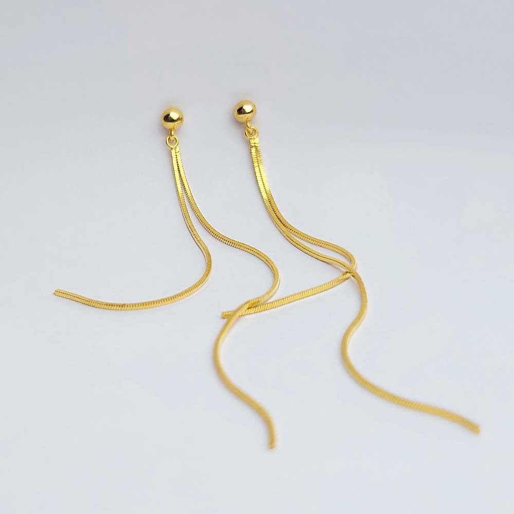 925 Silver 2-line Ball Snake String Drop Earring