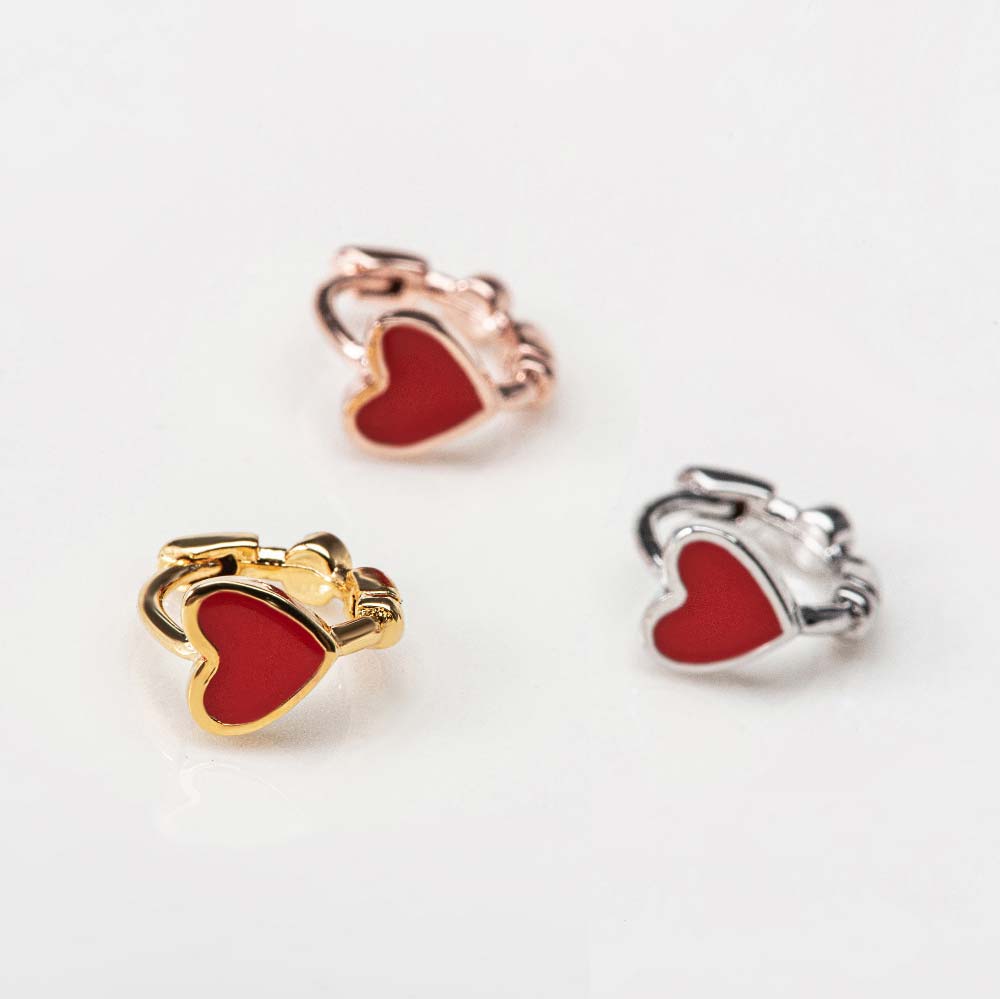 925 Silver 3 Color Epoxy Heart One Touch Earring
