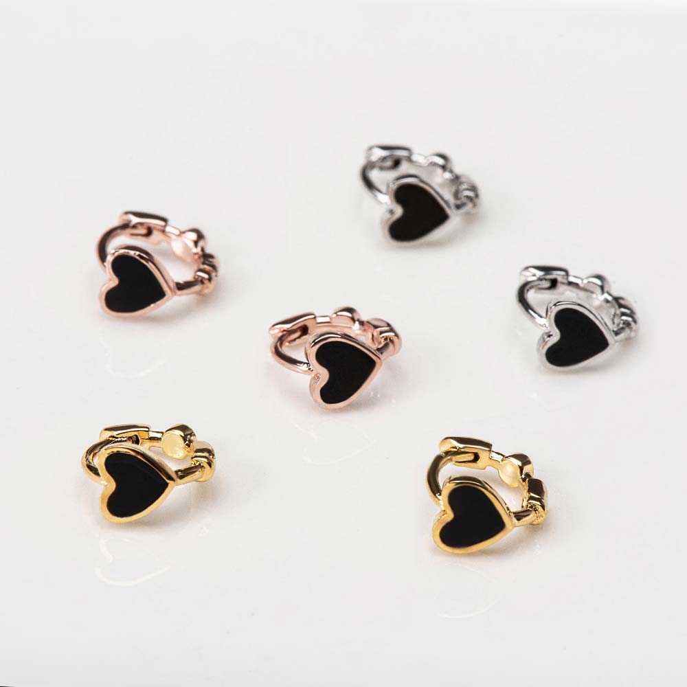 925 Silver 3 Color Epoxy Heart One Touch Earring