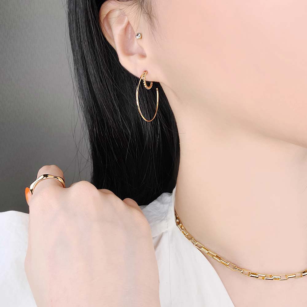 925 Silver Ball 2 Ring Layered Earring