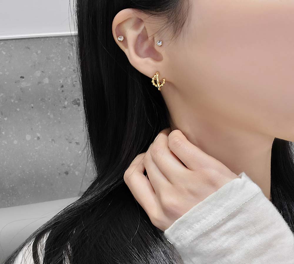925 Silver Ball Overlapping Circle Earring