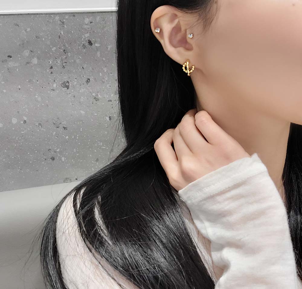 925 Silver Ball Overlapping Circle Earring