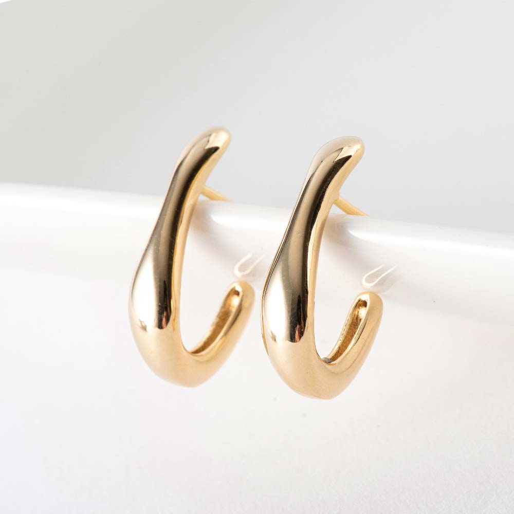 925 Silver Bold Line Half Ring Earring