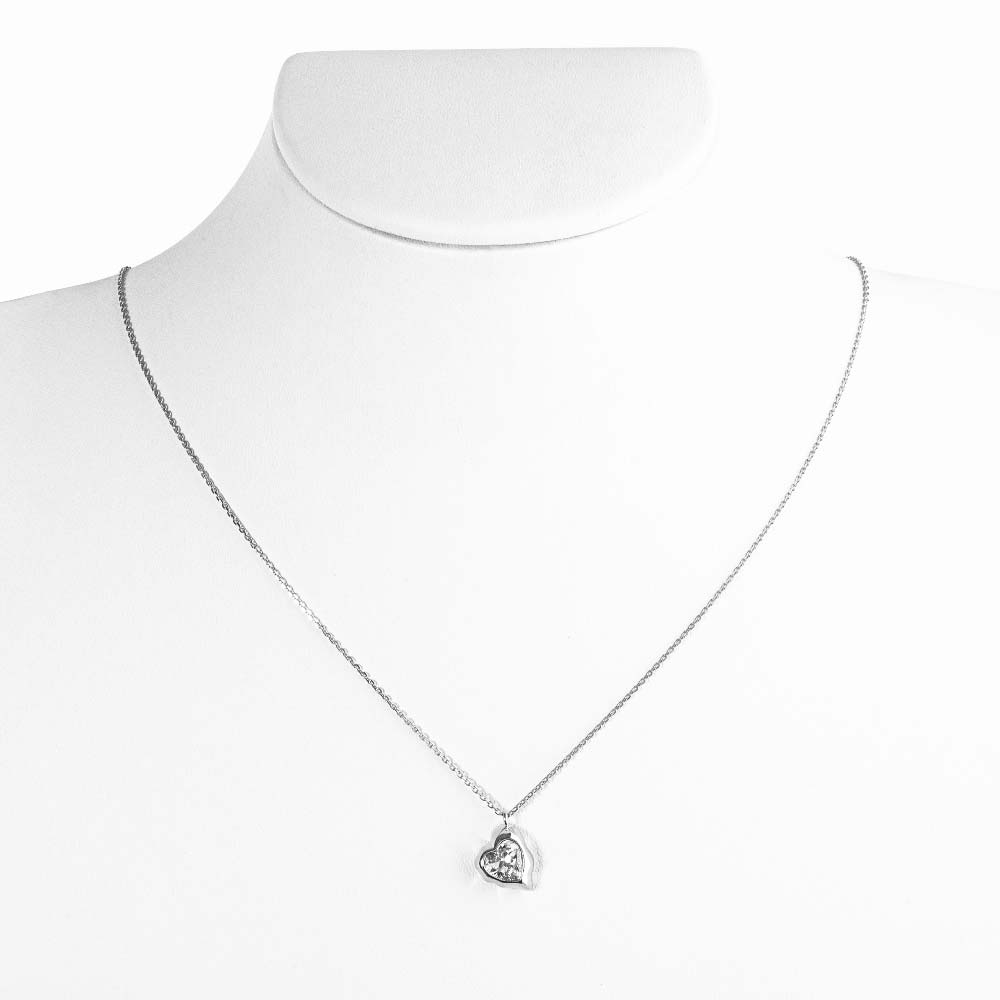 925 Silver Bold Wave Heart Cubic Long Necklace