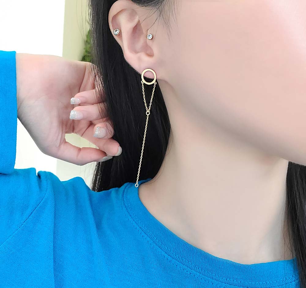 925 Silver Circle Connection Drop Earring