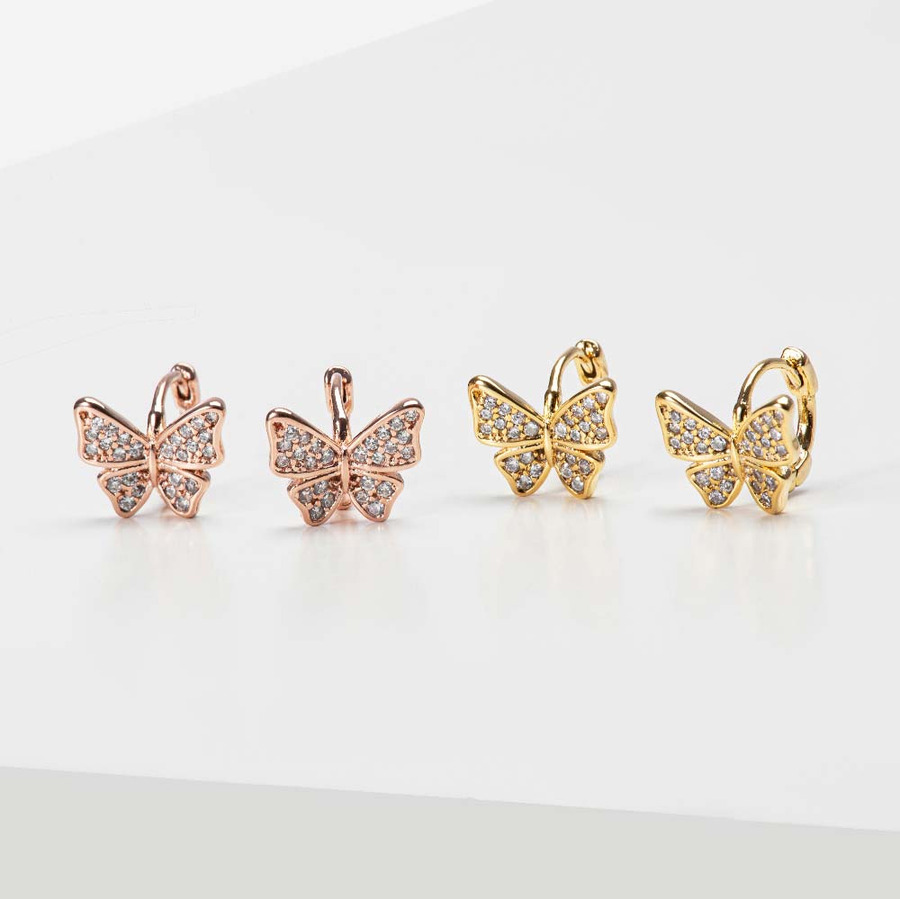 925 Silver Cubic Butterfly One Touch Earring