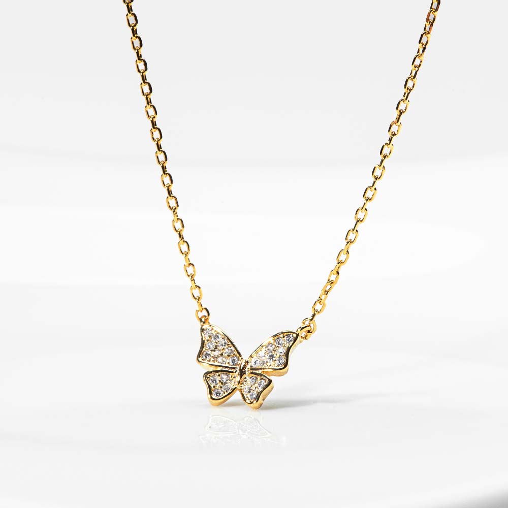 925 Silver Cubic Butterfly One Touch Necklace
