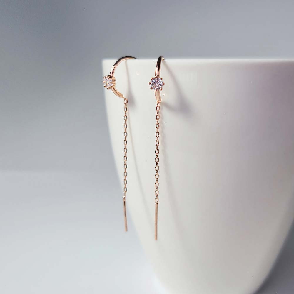 925 Silver Cubic Hoop Drop Earring