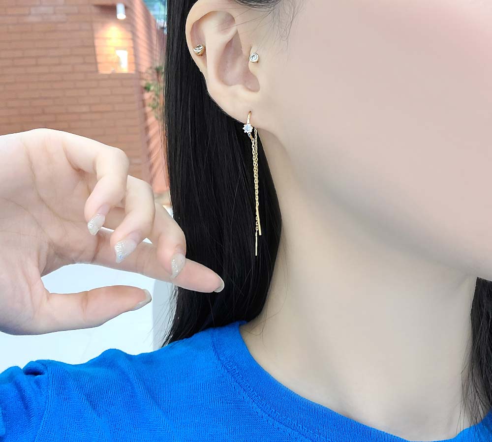 925 Silver Cubic Hoop Drop Earring