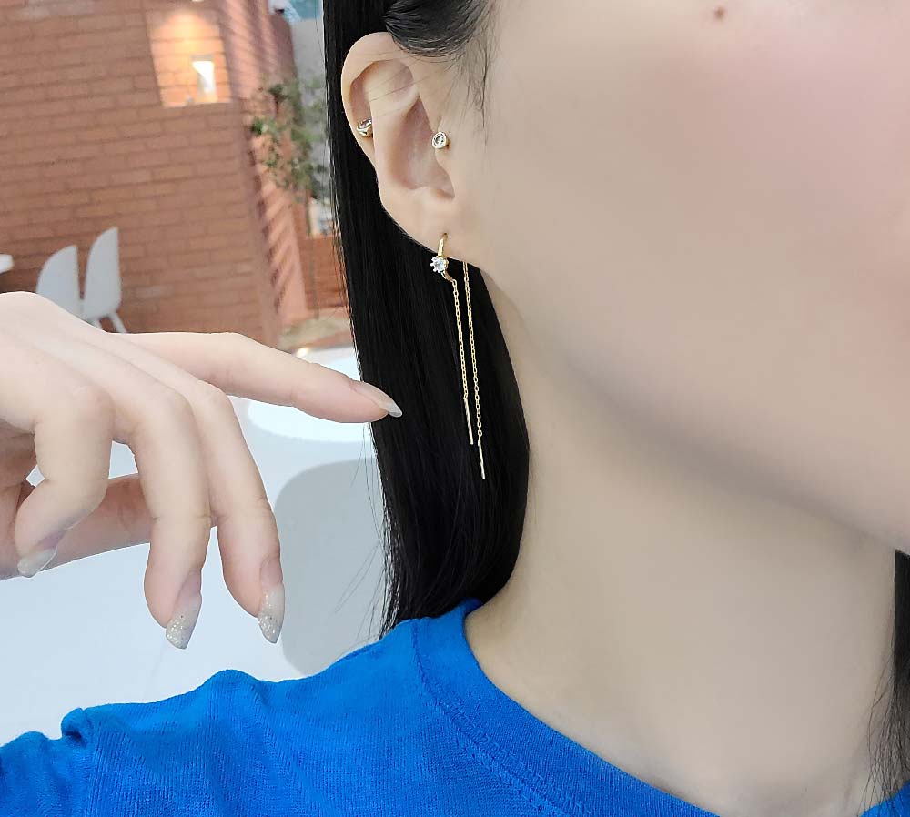925 Silver Cubic Hoop Drop Earring
