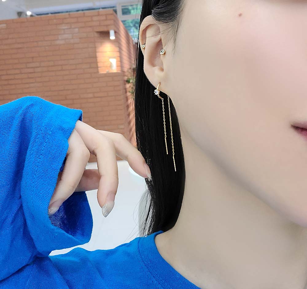 925 Silver Cubic Hoop Drop Earring