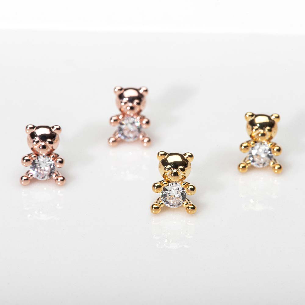 925 Silver Cubic Teddy Bear Earring