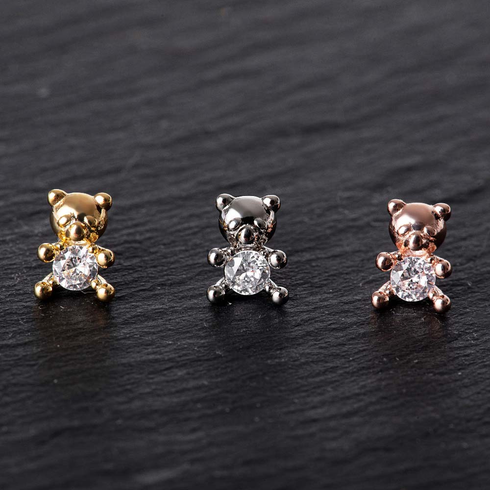 925 Silver Cubic Teddy Bear Earring