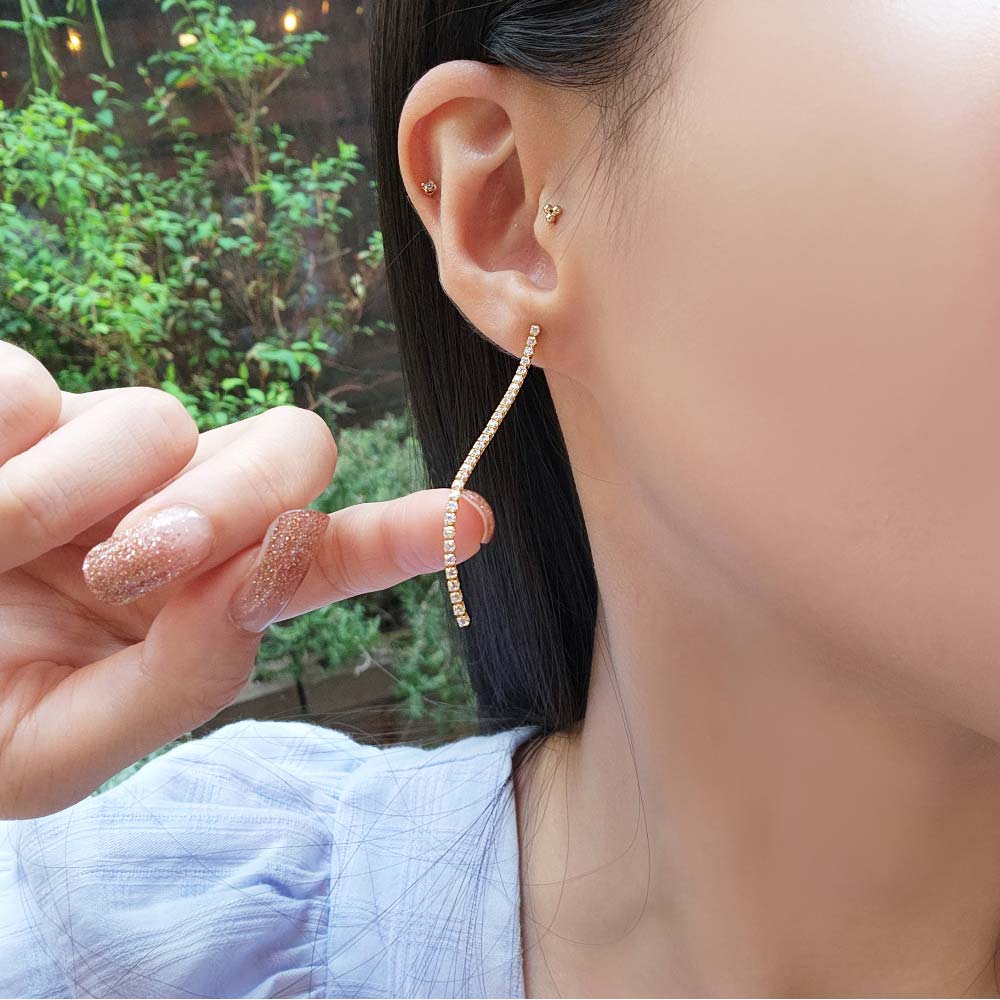 925 Silver Cubic Zulan Drop Earring (celebrity style) Lee Yubi