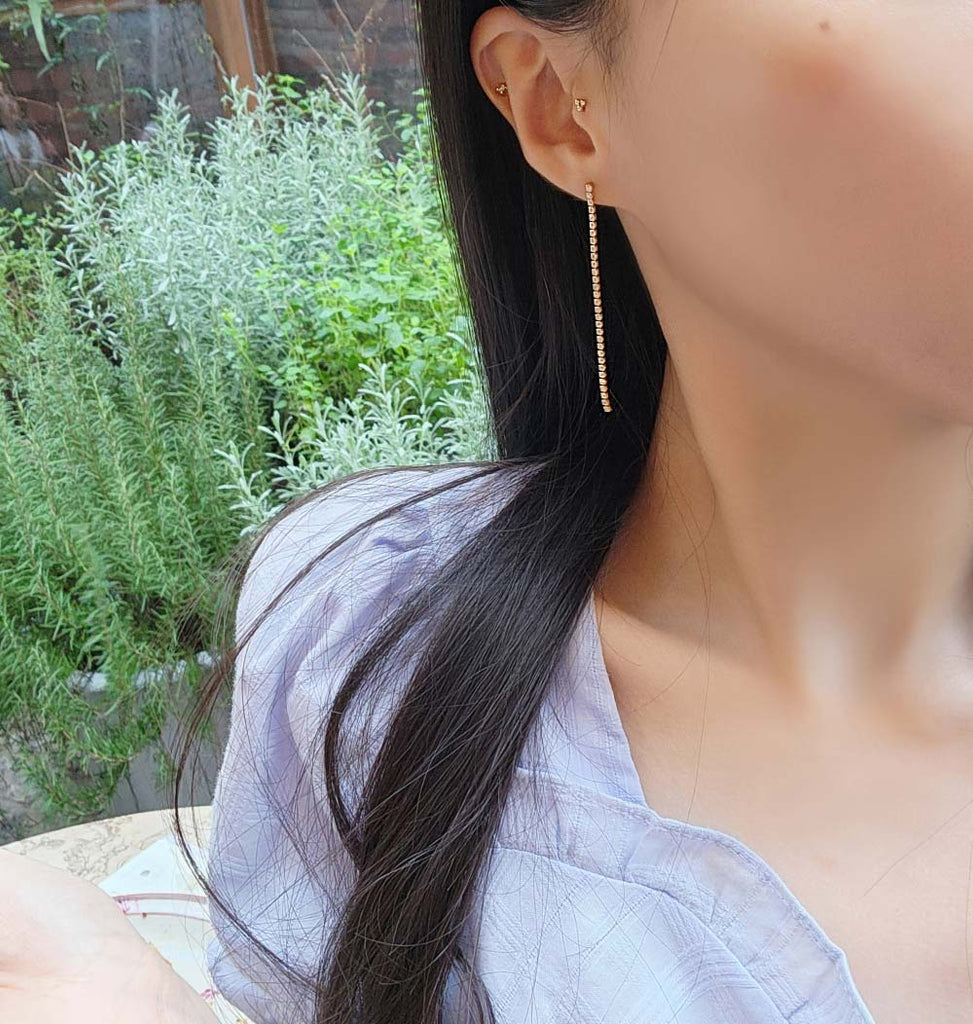 925 Silver Cubic Zulan Drop Earring (celebrity style) Lee Yubi