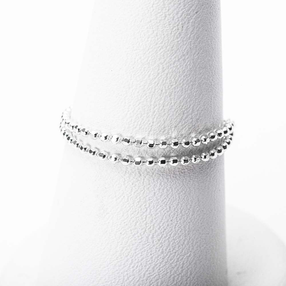 925 Silver Cutting Ball 2 Lines Layered Sliding Ball Ring