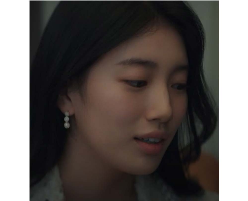 925 Silver Damiani 3 Flower Cubic Drop Earring (celebrity style) Bae Suzy