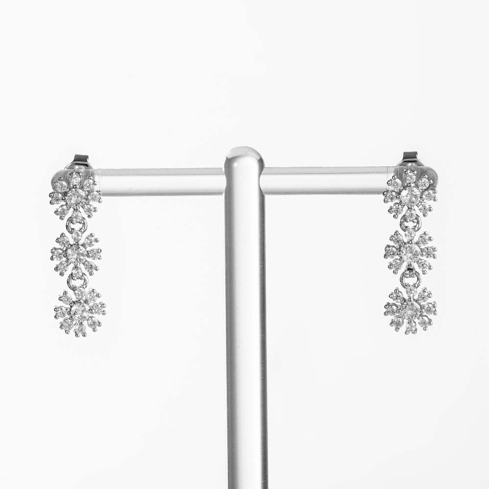 925 Silver Damiani 3 Flower Cubic Drop Earring (celebrity style) Bae Suzy