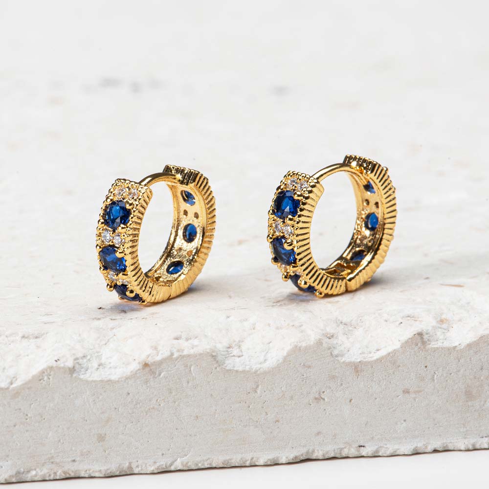 925 Silver Damiani Blue Cubic One Touch Earring (celebrity style)