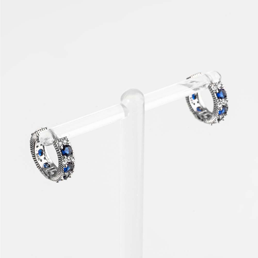 925 Silver Damiani Blue Cubic One Touch Earring (celebrity style)