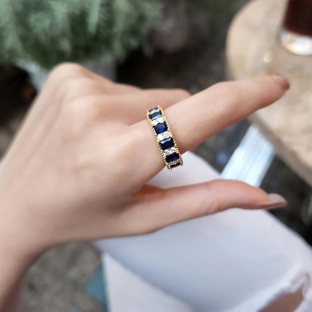 925 Silver Damiani Blue Cubic Ring (celebrity style)