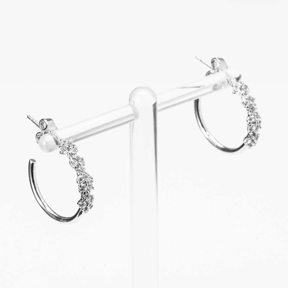 925 Silver Damiani Flower Cubic Half Ring Earring  (celebrity style) Park Min-young