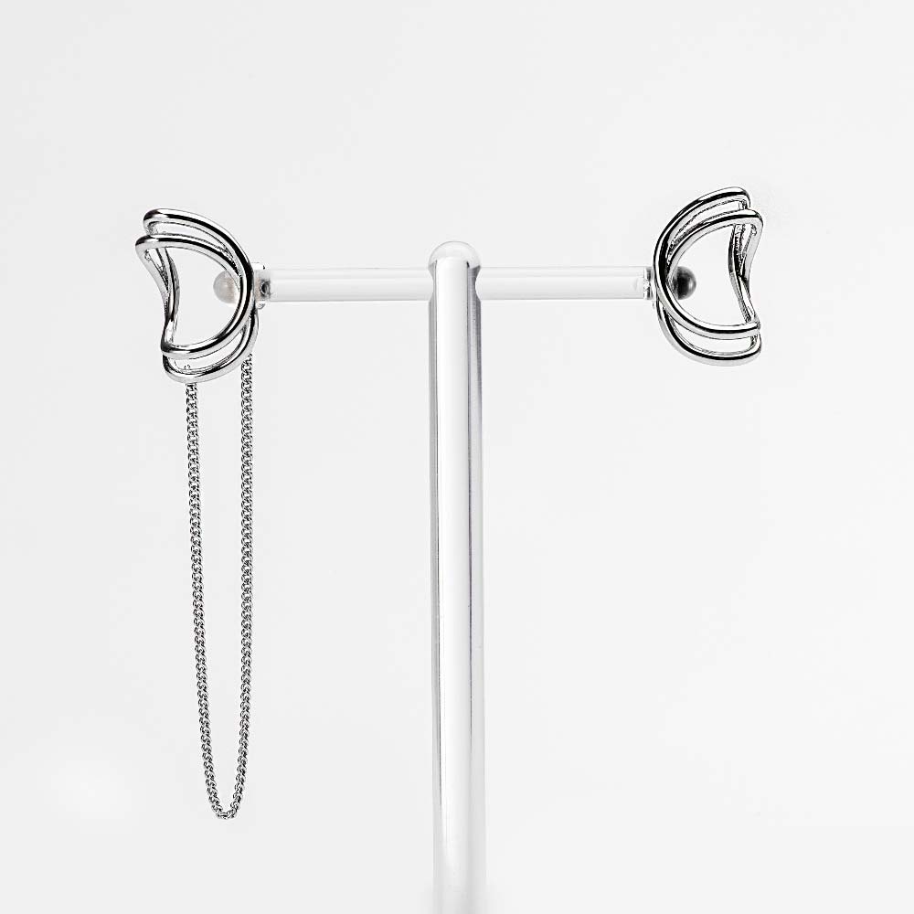 925 Silver Didier Dubo Signature D Unbalanced Earring